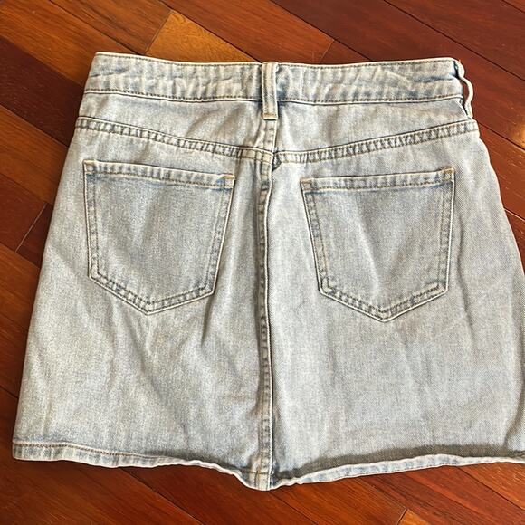 PacSun Light Wash Button Up Jean Denim Mini Skirt Grunge Indie Summer - Picture 4 of 5